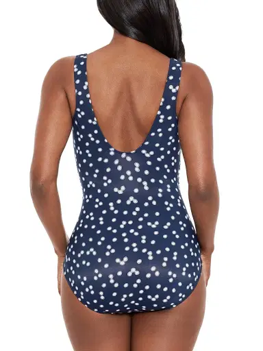Miraclesuit Swim Women's Luminare Cherie Polka Dot One-Piece Swimsuit - Midnght Blue - Size 8 | Thumbnail 4