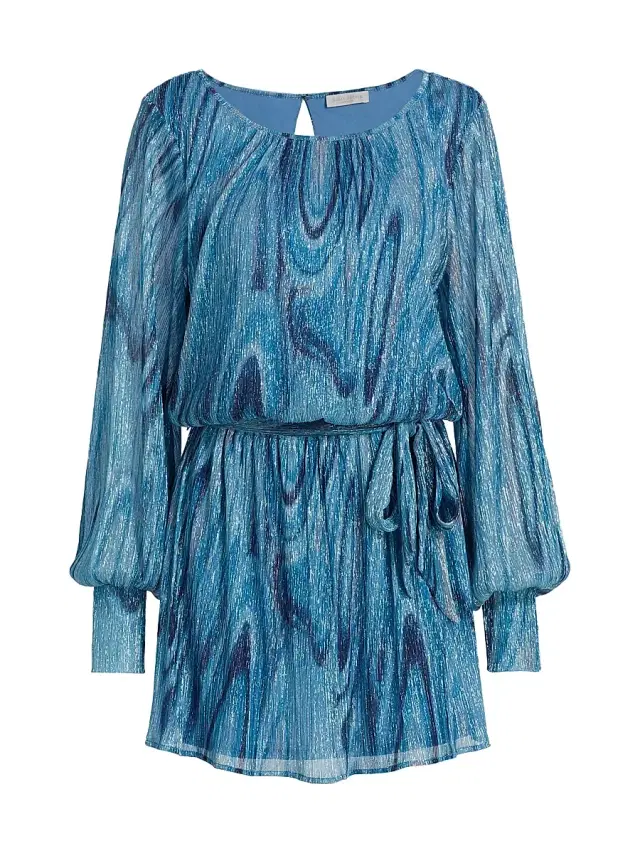 Ramy Brook Women's Emberly Metallic Minidress - Calypso Blue Lurex Swirl Knit