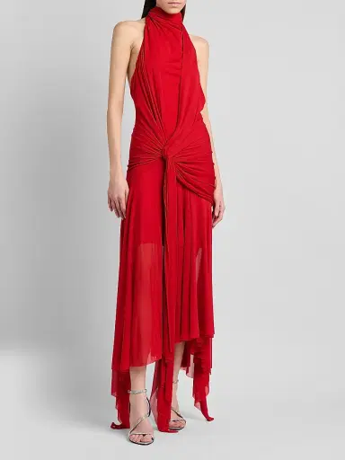 Alexander McQueen Women's Knotted Jersey Draped Maxi Dress | Thumbnail 3 Alexander McQueen Women's Knotted Jersey Draped Maxi Dress | Thumbnail 3