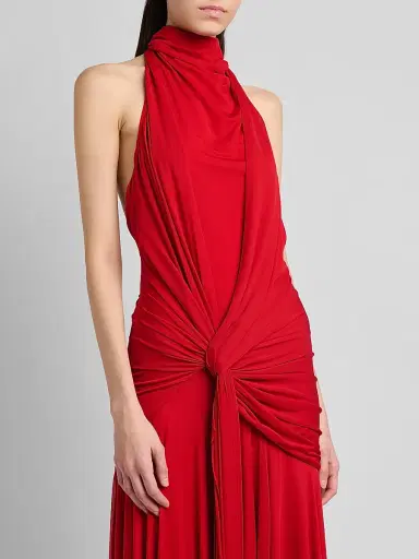 Alexander McQueen Women's Knotted Jersey Draped Maxi Dress | Thumbnail 6 Alexander McQueen Women's Knotted Jersey Draped Maxi Dress | Thumbnail 6