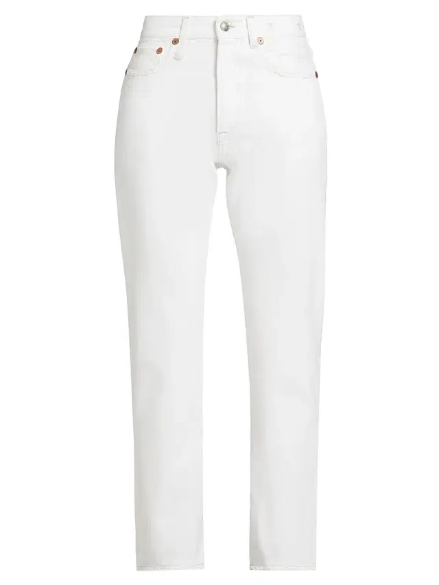 R13 Women's Boyfriend Denim High-Rise Straight-Leg Jeans - Aerin White