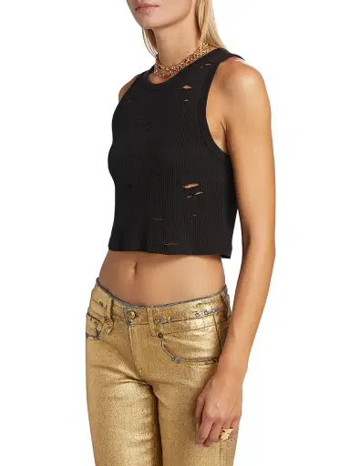R13 Women's Distressed Crop Tank - Black - Size XS | Thumbnail 4 R13 Women's Distressed Crop Tank - Black - Size XS | Thumbnail 4