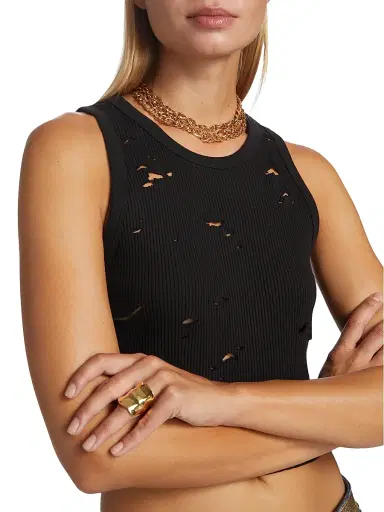R13 Women's Distressed Crop Tank - Black - Size XS | Thumbnail 6 R13 Women's Distressed Crop Tank - Black - Size XS | Thumbnail 6