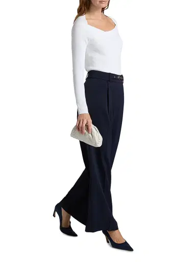 Elie Tahari Women's The Sunny Ribbed Asymmetric Top - Sky White | Thumbnail 2
