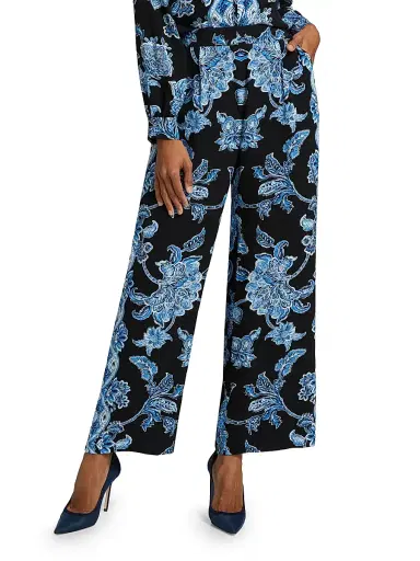 Elie Tahari Women's Skylar Floral Mid-Rise Pants - Estate Garden Noir Ground | Thumbnail 3 Elie Tahari Women's Skylar Floral Mid-Rise Pants - Estate Garden Noir Ground | Thumbnail 3