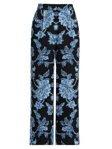Elie Tahari Women's Skylar Floral Mid-Rise Pants - Estate Garden Noir Ground | Thumbnail 1 Elie Tahari Women's Skylar Floral Mid-Rise Pants - Estate Garden Noir Ground | Thumbnail 1