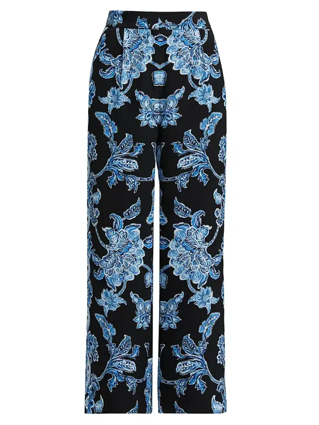 Elie Tahari Women's Skylar Floral Mid-Rise Pants - Estate Garden Noir Ground