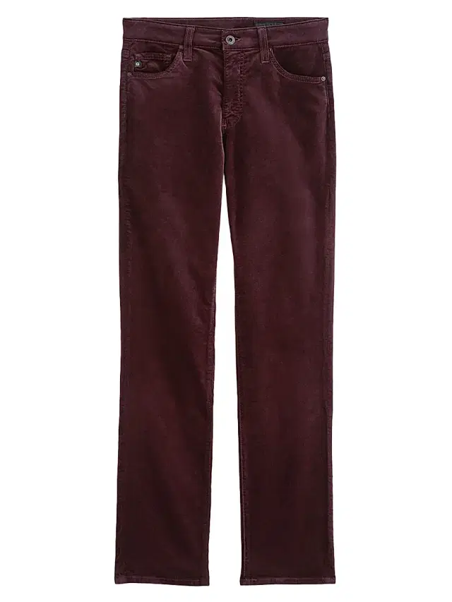 AG Jeans Women's Mari Stretch-Velvet Mid-Rise Slim-Straight Jeans - Winery