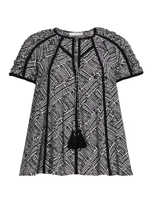 Elie Tahari Women's Juliana Silk Leaf Blouse - Geo Leaf Print