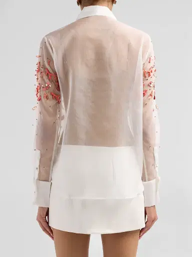 Retrofête Women's Ivee Embellished Organza Blouse - White Coral - Size XL | Thumbnail 3 Retrofête Women's Ivee Embellished Organza Blouse - White Coral - Size XL | Thumbnail 3