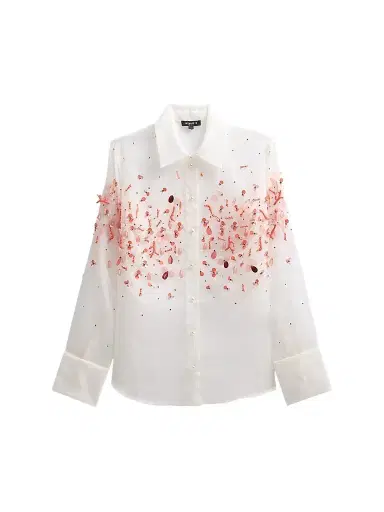 Retrofête Women's Ivee Embellished Organza Blouse - White Coral - Size XL | Thumbnail 1 Retrofête Women's Ivee Embellished Organza Blouse - White Coral - Size XL | Thumbnail 1