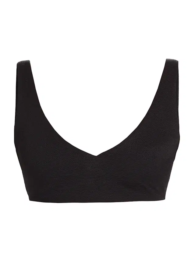 Spanx Women's Textured Pique Plunge Bikini Top - Very Black