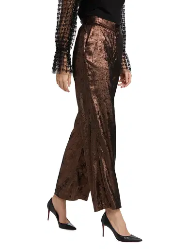 Elie Tahari Women's Hannah Gilded Straight-Leg Trousers - Maroon | Thumbnail 4 Elie Tahari Women's Hannah Gilded Straight-Leg Trousers - Maroon | Thumbnail 4