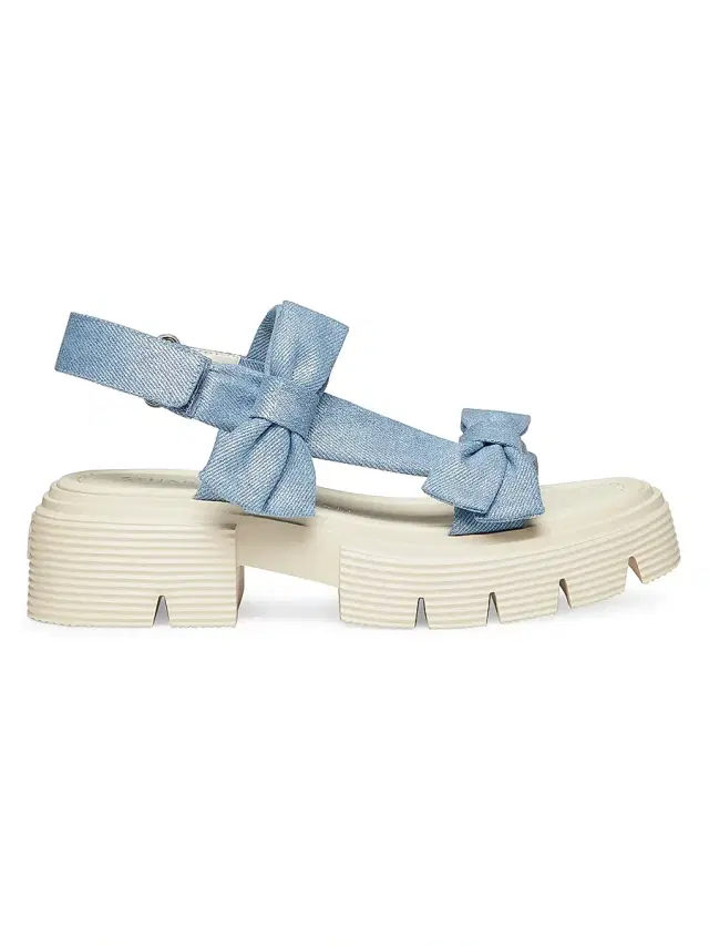Stuart Weitzman Women's Nolita Metallic Denim Sandals - Silver