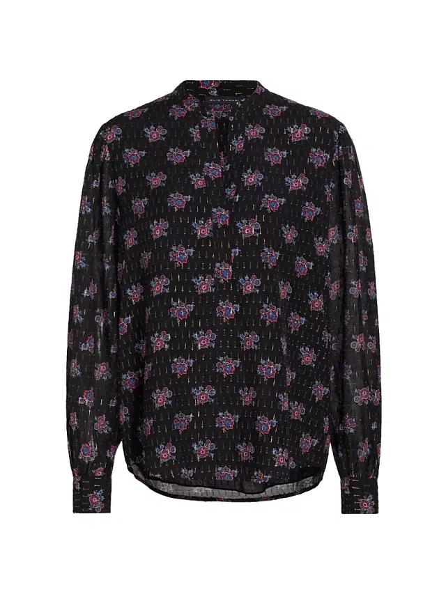 Elie Tahari Women's The Akari Floral Metallic Blouse - Versailles