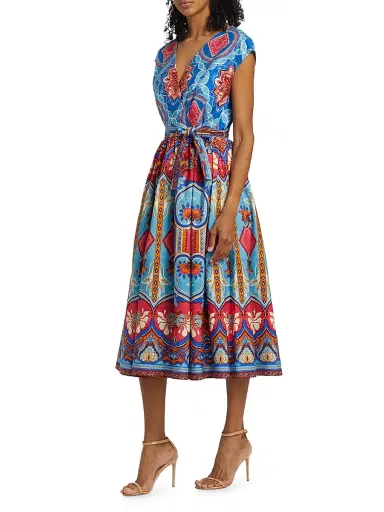 Elie Tahari Women's Adeline Tapestry Floral Cotton Midi-Dress - Tapestry Floral Print | Thumbnail 4 Elie Tahari Women's Adeline Tapestry Floral Cotton Midi-Dress - Tapestry Floral Print | Thumbnail 4