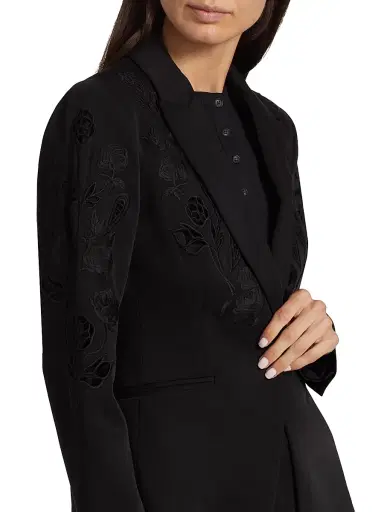 Elie Tahari Women's Blair Floral Matte Crepe Single-Button Blazer - Noir | Thumbnail 6 Elie Tahari Women's Blair Floral Matte Crepe Single-Button Blazer - Noir | Thumbnail 6