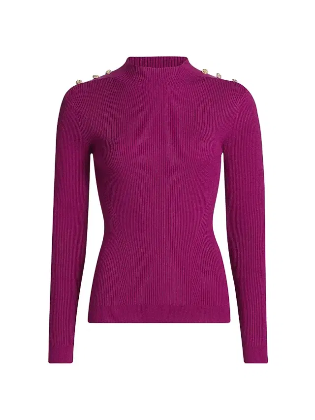 Elie Tahari Women's The Yana Rib-Knit Mock-Turtleneck Sweater - Palace Pink