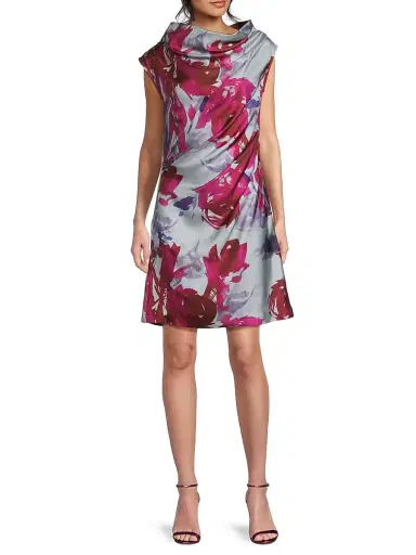 Natori Women's Mira Asymmetric Funnel Neck Minidress - Fuchsia - Size 10 | Thumbnail 2