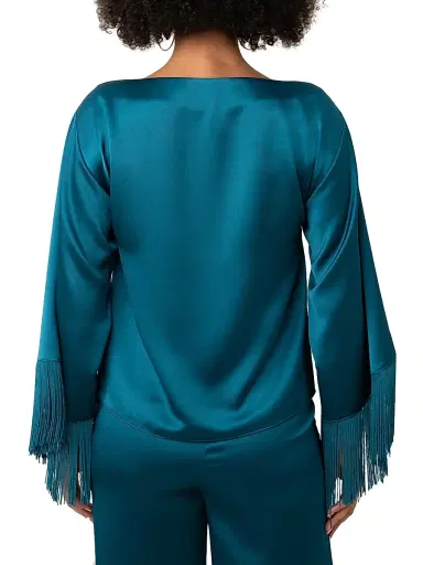Trina Turk Women's Arabella Fringe Satin Top | Thumbnail 3 Trina Turk Women's Arabella Fringe Satin Top | Thumbnail 3