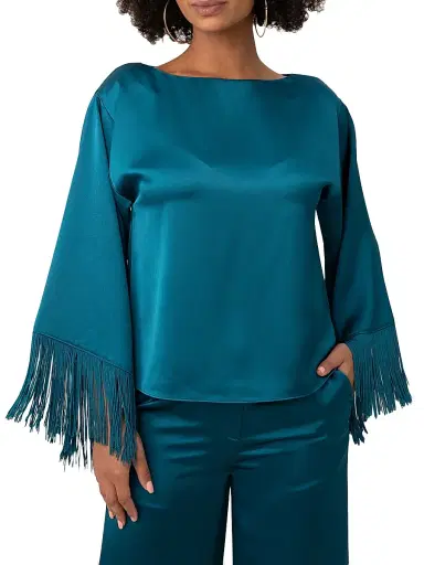 Trina Turk Women's Arabella Fringe Satin Top | Thumbnail 1 Trina Turk Women's Arabella Fringe Satin Top | Thumbnail 1