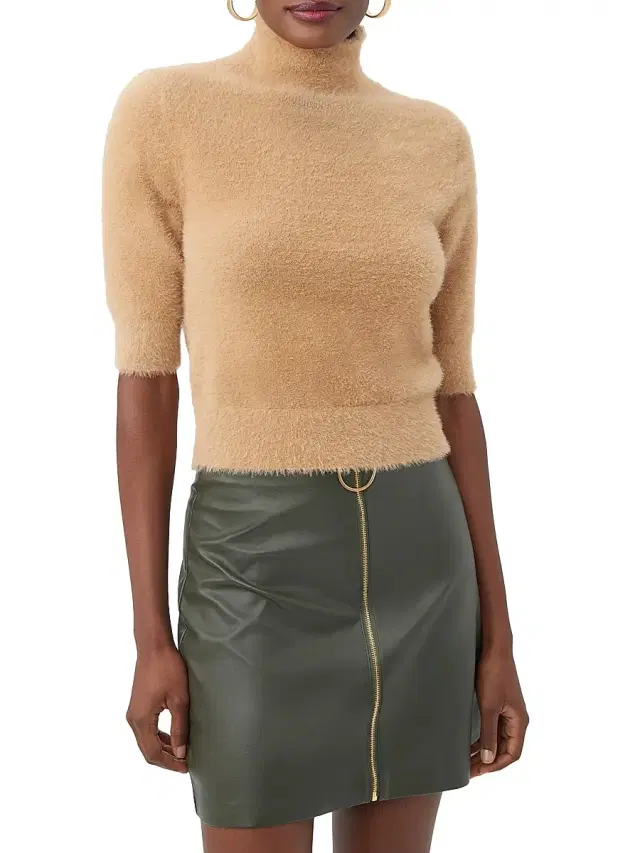 Trina Turk Women's Mali Turtleneck Short-Sleeve Sweater - Camel