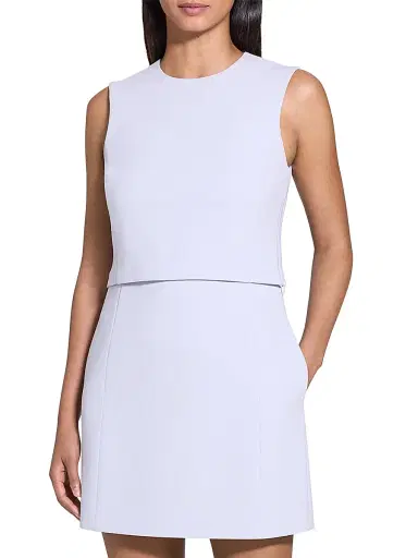 Theory Women's Sculpted Sleeveless Minidress - Pearl Blue - Size 12 | Thumbnail 3
