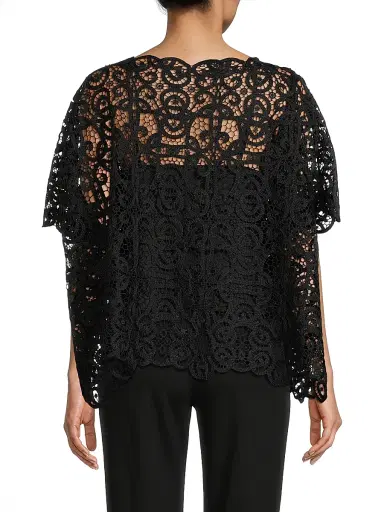 Natori Women's Raffia Lace Caftan Top - Black - Size Small | Thumbnail 5