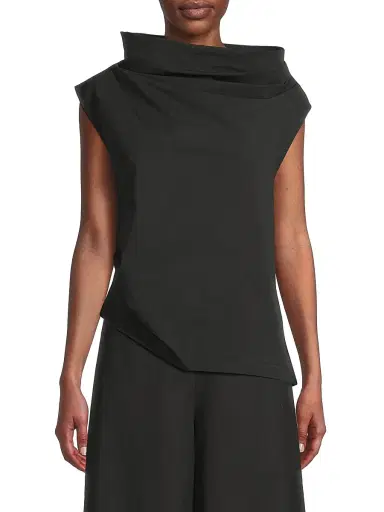 Natori Women's Asymmetric Funnelneck Top - Black - Size 4 | Thumbnail 3 Natori Women's Asymmetric Funnelneck Top - Black - Size 4 | Thumbnail 3
