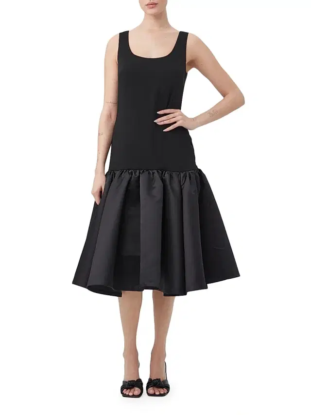Trina Turk Women's Sina Sleeveless Drop-Waist Midi-Dress - Black