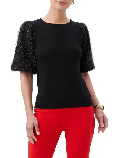 Trina Turk Women's Barbier Puff-Sleeve Wool Sweater | Thumbnail 3 Trina Turk Women's Barbier Puff-Sleeve Wool Sweater | Thumbnail 3