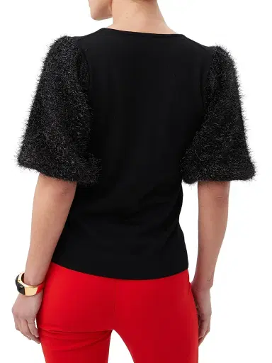 Trina Turk Women's Barbier Puff-Sleeve Wool Sweater | Thumbnail 4 Trina Turk Women's Barbier Puff-Sleeve Wool Sweater | Thumbnail 4