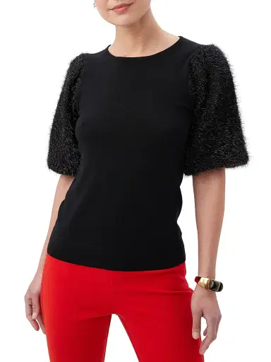 Trina Turk Women's Barbier Puff-Sleeve Wool Sweater | Thumbnail 1 Trina Turk Women's Barbier Puff-Sleeve Wool Sweater | Thumbnail 1