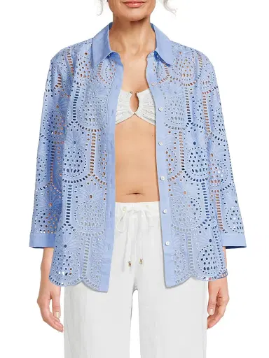 Lilly Pulitzer Women's Gracee Pineapple Tile Eyelet Tunic | Thumbnail 3 Lilly Pulitzer Women's Gracee Pineapple Tile Eyelet Tunic | Thumbnail 3