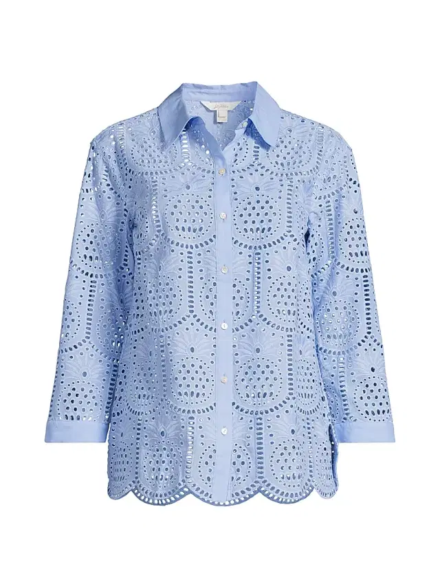 Lilly Pulitzer Women's Gracee Pineapple Tile Eyelet Tunic - Jacaranda Blue