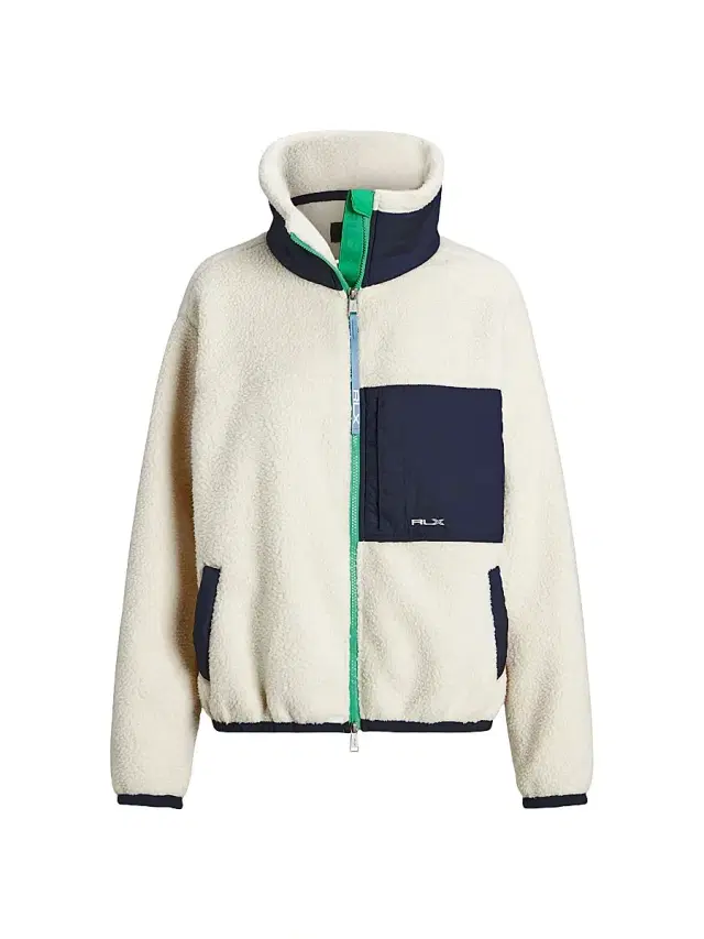 RLX Ralph Lauren Women's Ripstop Colorblocked Fleece Jacket - Winter Cream Refined Navy
