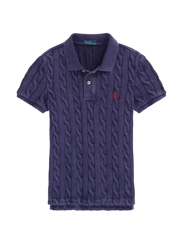 Polo Ralph Lauren Women's Cable-Knit Polo Shirt - Newport Navy