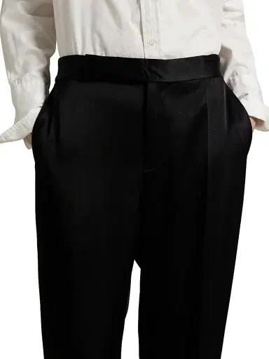 Ralph Lauren Collection Women's Crepe-Back Satin Straight-Fit Pants - Polo Black - Size 0 | Thumbnail 4 Ralph Lauren Collection Women's Crepe-Back Satin Straight-Fit Pants - Polo Black - Size 0 | Thumbnail 4