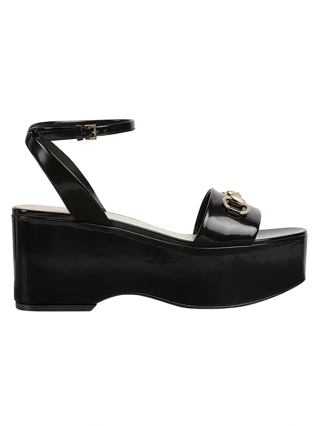 Gucci Women's Lady Horsebit 75MM Leather Platform Sandals - Black