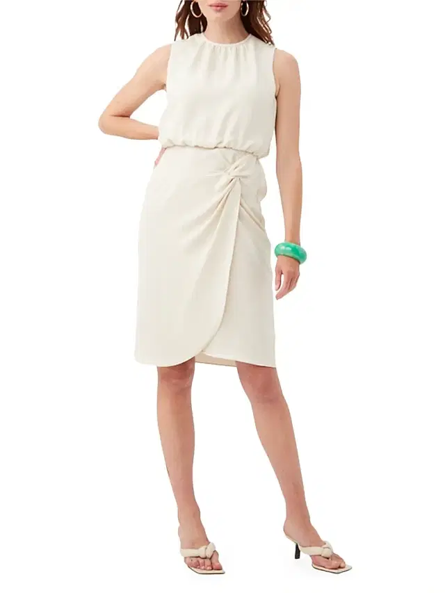 Trina Turk Women's Genoa Twist-Front Crepe Mini Dress - Buoy Beige