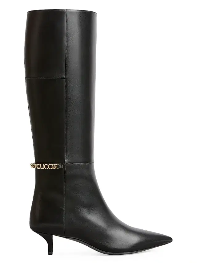 Gucci Women's Signoria 50MM Leather Tall Boots - Black