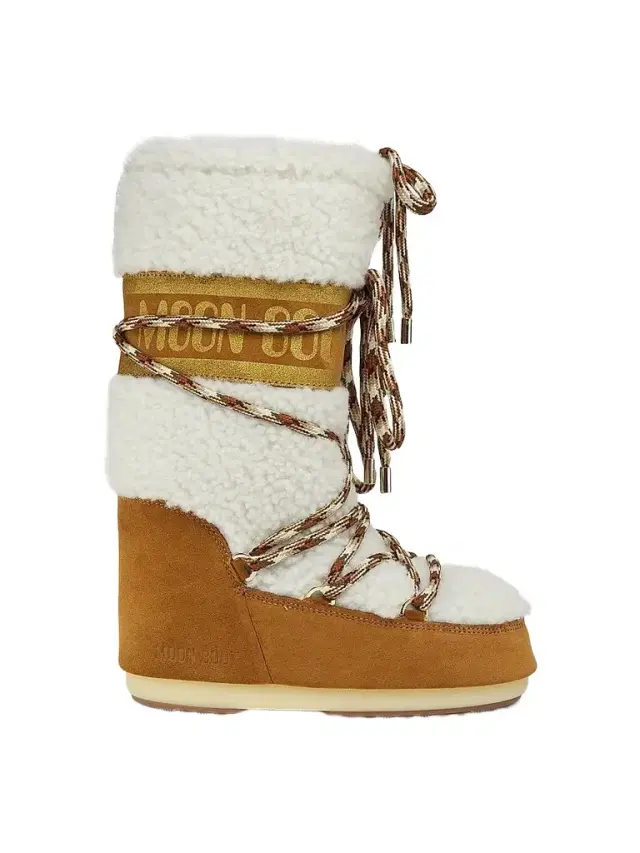 Moon Boot Women's Icon Shearling-Trim Wool & Suede Boots - Whisky Off White