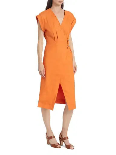 Veronica Beard Women's Octavia Linen-Blend Wrap Midi-Dress | Thumbnail 4 Veronica Beard Women's Octavia Linen-Blend Wrap Midi-Dress | Thumbnail 4