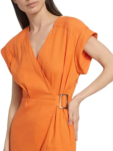 Veronica Beard Women's Octavia Linen-Blend Wrap Midi-Dress | Thumbnail 6 Veronica Beard Women's Octavia Linen-Blend Wrap Midi-Dress | Thumbnail 6
