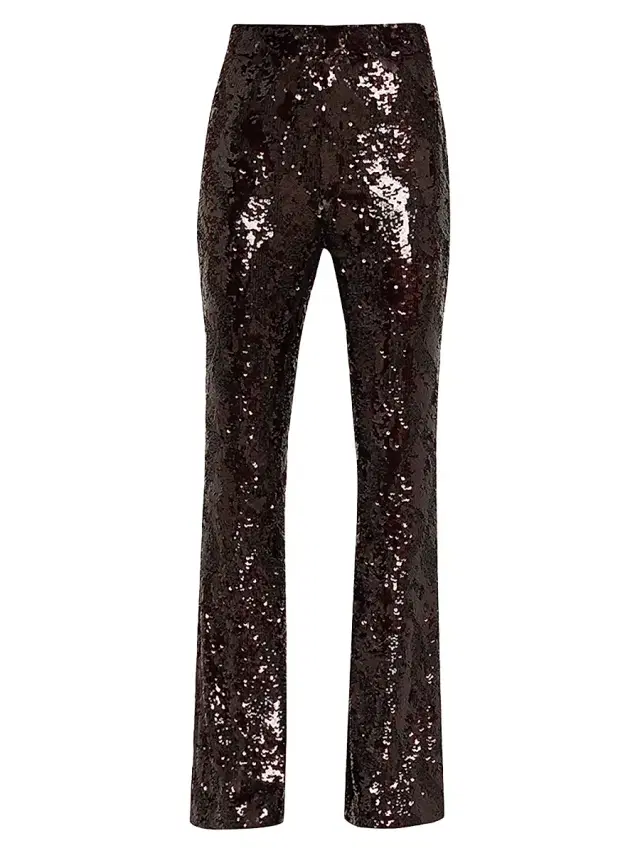 Veronica Beard Women's Collier Sequined Flared Pants - Dark Currant