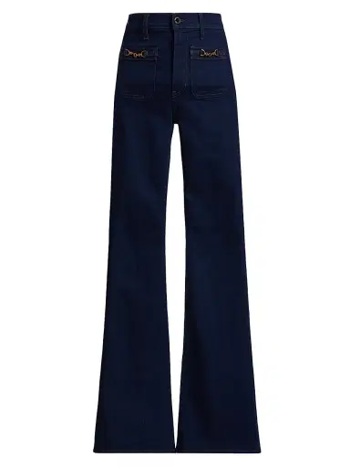 Veronica Beard Women's Beverly Chain-Detail High-Rise Flare Jeans | Thumbnail 1 Veronica Beard Women's Beverly Chain-Detail High-Rise Flare Jeans | Thumbnail 1
