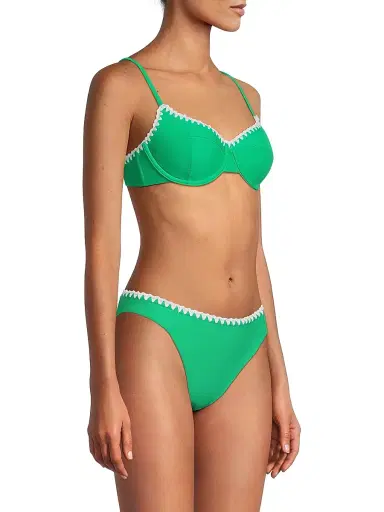 Ramy Brook Women's Emmeline Balconette Bikini Top - Palm Green White Crochet - Size Medium | Thumbnail 4