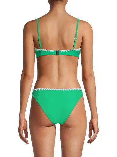 Ramy Brook Women's Emmeline Balconette Bikini Top - Palm Green White Crochet - Size Medium | Thumbnail 5