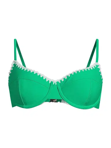 Ramy Brook Women's Emmeline Balconette Bikini Top - Palm Green White Crochet - Size Medium | Thumbnail 1