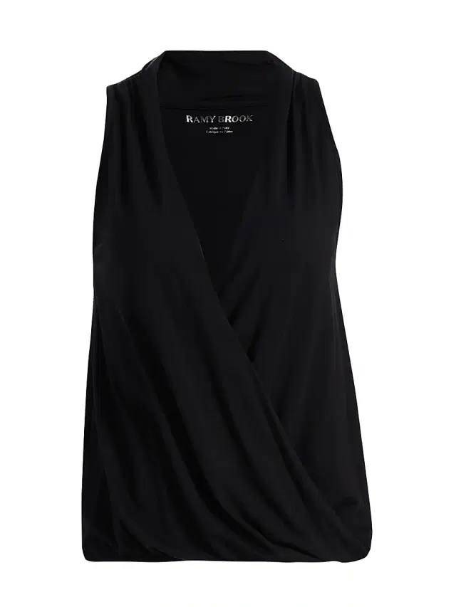Ramy Brook Women's Jenny Cotton-Blend Draped Top - Black